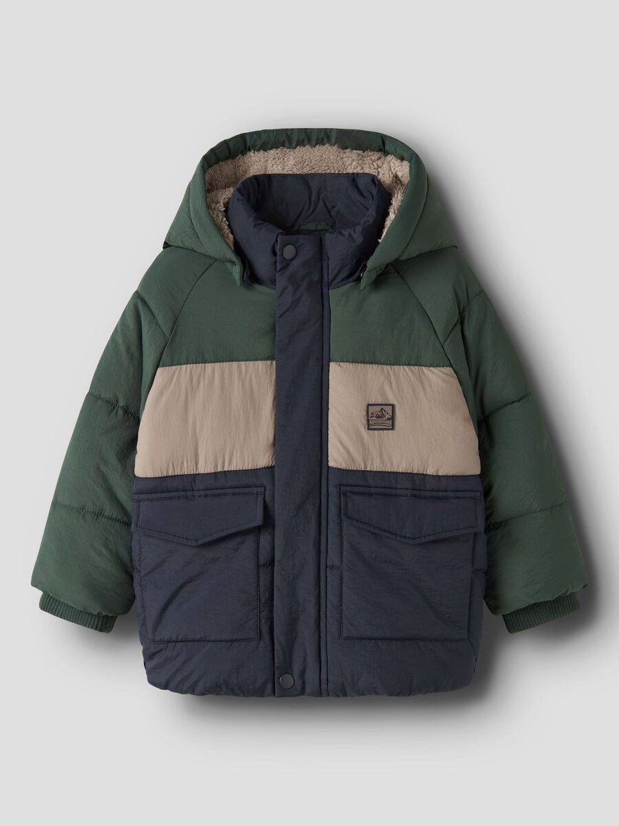 Farveblok Pufferjakke