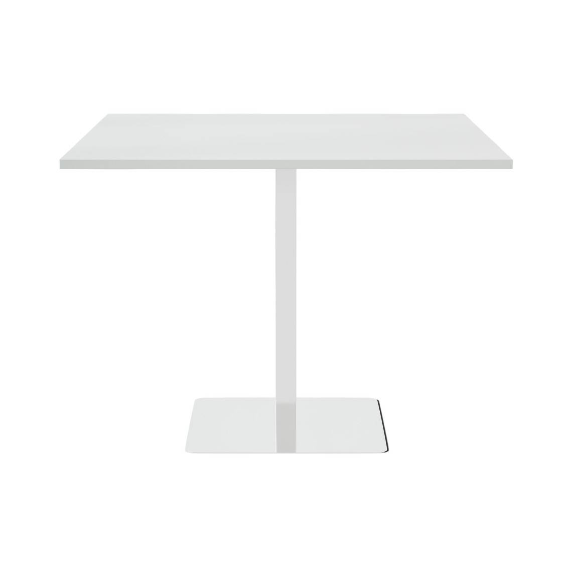 Cafébord Kvadrat, Størrelse 100 x 100 cm, Bordplade Lysegrå, Stativ Poleret stål.