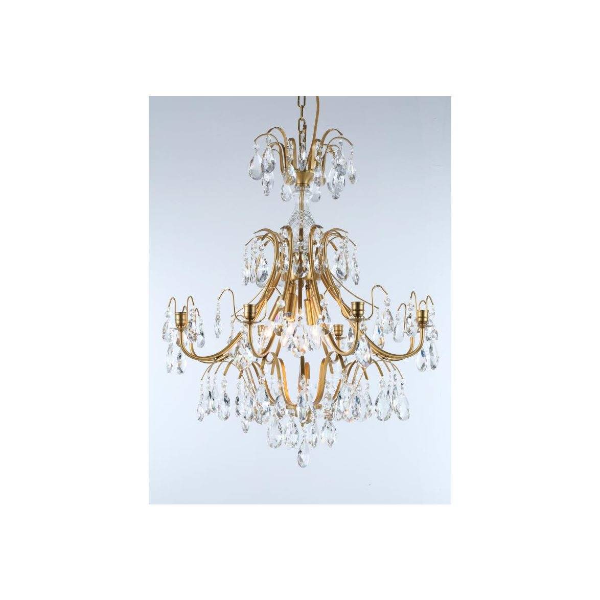 Norrsken Design Kristallkrona Charlotte 8-Arm Stor Borstad Mässing 60cm