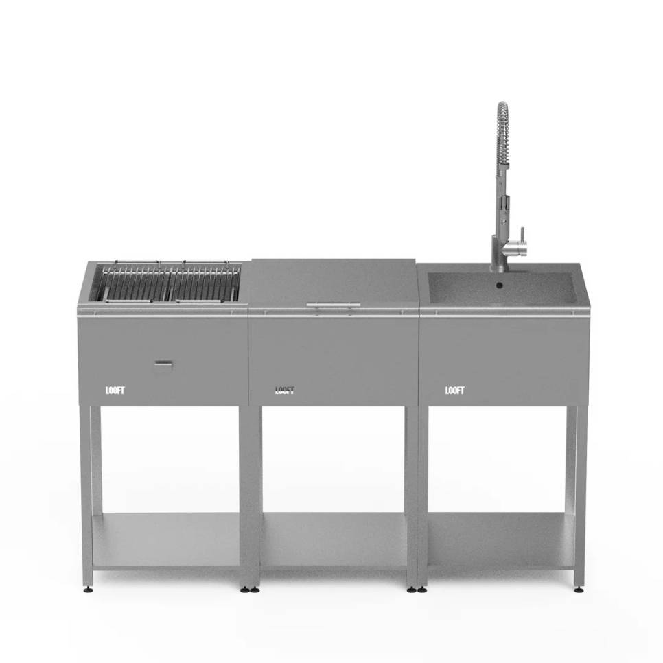 Utekök, komplett med kolgrill, arbetsbänk & diskho - Looft