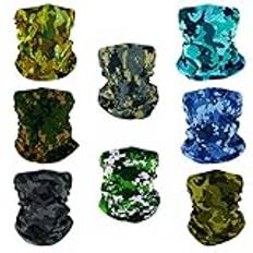 SMEHCF 8 Novelty Seamless Bandana Balaclava Face Cover Mask Shield Nack Damask Återanvändbar Andningsbar Dammtät Vindtät Unisex Marsh Forest Ocean Digital Camo Camouflage