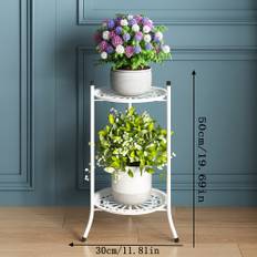 TEMU Stylish Metal Plant Stand, Flower Pot Stand, Indoor/outdoor Decoration Flower Pot Stand To , Suitable For Balcony, Porch, Garden And Home Decoration Shelf