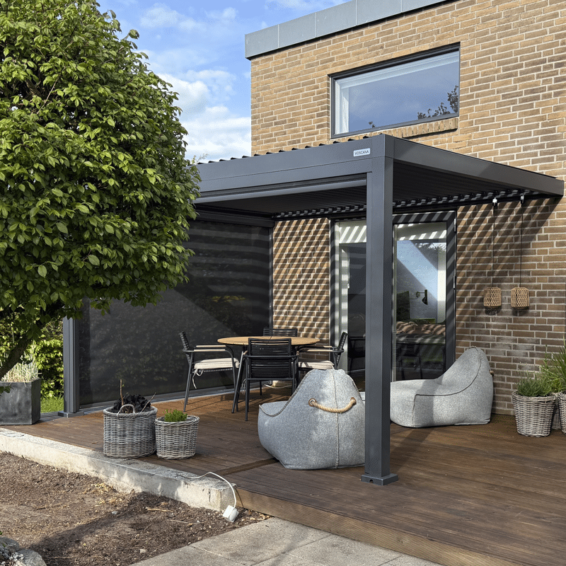 Pergola Firenze 3x4 m (væghængt) - Antracit grå.
