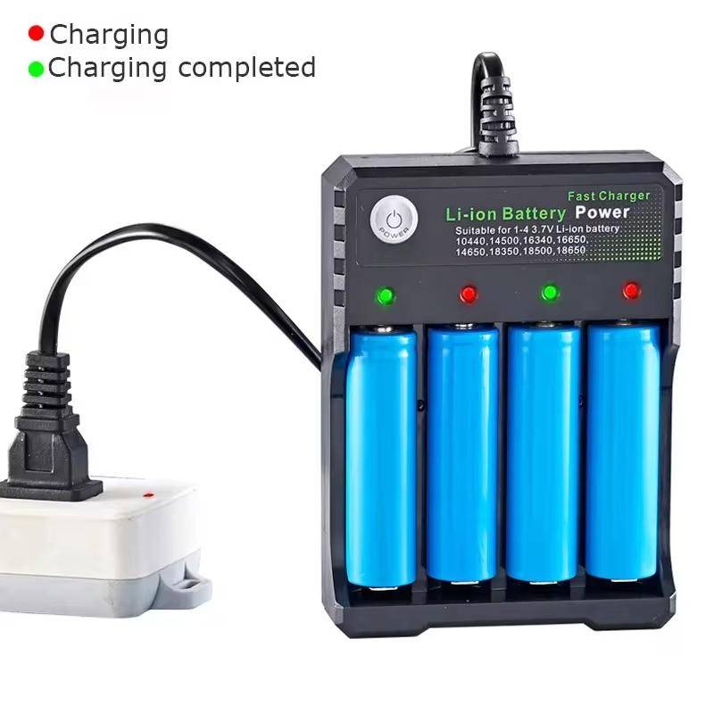 Ny 18650 batteriladdare Svart 1 2 4 platser AC 110V 220V Dubbla För 18650 Laddning 3,7V uppladdningsbart litiumbatteri 4 portar Laddare black