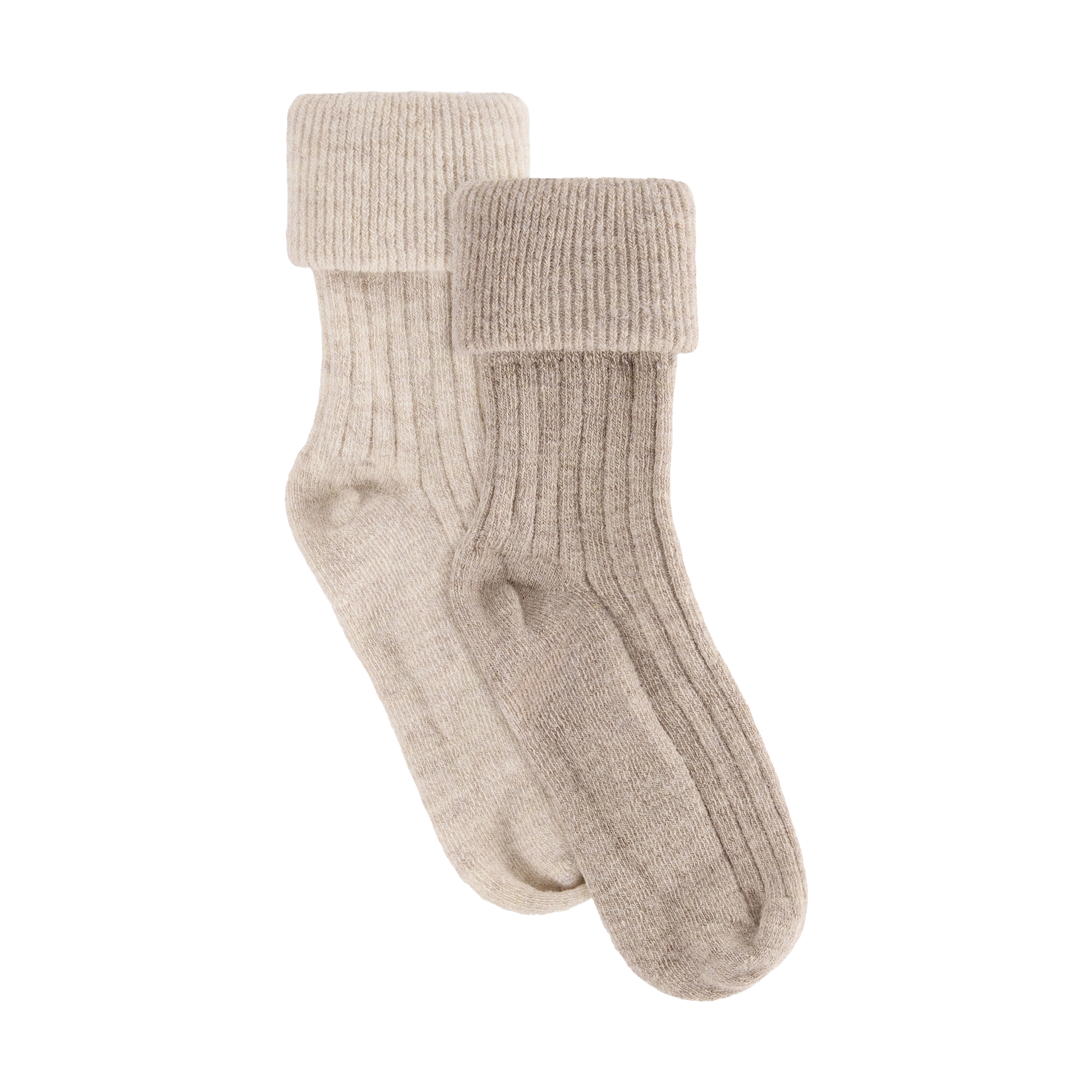 HUTTEliHUT - Wool Rib Socks 2-Pack, 7052 - Camel Melange - 23/26