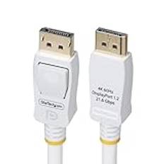 StarTech.com 1,8 m DisplayPort 1.2 kabel, VESA-certifierad, 4K60 Hz, 21,6 Gbps, låsta DP-kontakt, DP 1.2 bildskärmskabel, vit