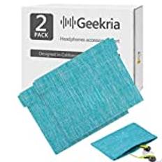 Geekria 2-pack mjuka elastiska öronsnäckor Fodral/Hörlursbärväska/Universal hörlursskyddsfodral/Pocket Hörlursfodral/Myntväska Bytshållare/Bärbar resväska (blå)