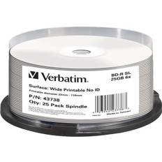 Verbatim BD-R, 6x, 25GB/200min, 25pack spindel, printbar hvid, Hard Co