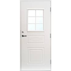Ytterdörr Helena - med glas 9x20 Vänsterhängd Klarglas ASSA 2002 Faluröd NCS S5040Y80R Samma färg som dörrens utsida