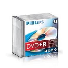 Philips DVD+R, 16x, 4,7GB/120min, 10-Pack, Jewel Case