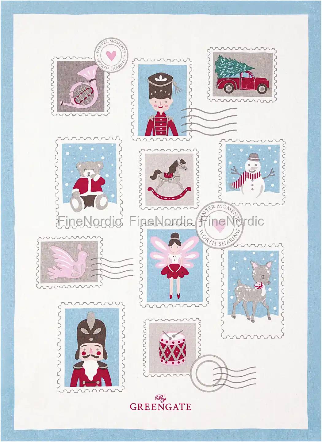 GreenGate Tea Towel "Pieceprinted" "Xmas Letter White"