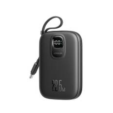 Joyroom 22,5W hurtigopladning Powerbank 10000mAh indbygget USB-C-kabel - Sort