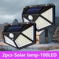 TEMU 1/2pcs 100 Led Solar Wall Light Outdoor Solar Lights Pir Motion Sensor Solar Powered Daylight Street Lamp , 3 Solar Motion Light For Garden Yard Fence