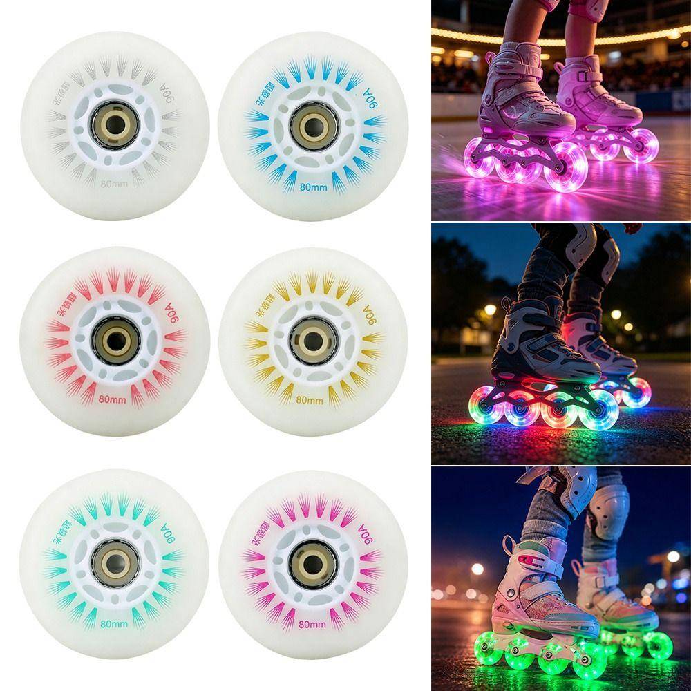 4 st LED Barnskridskor med Blinkande Hjul för Utomhus Inline Skates Rullskridskor blue