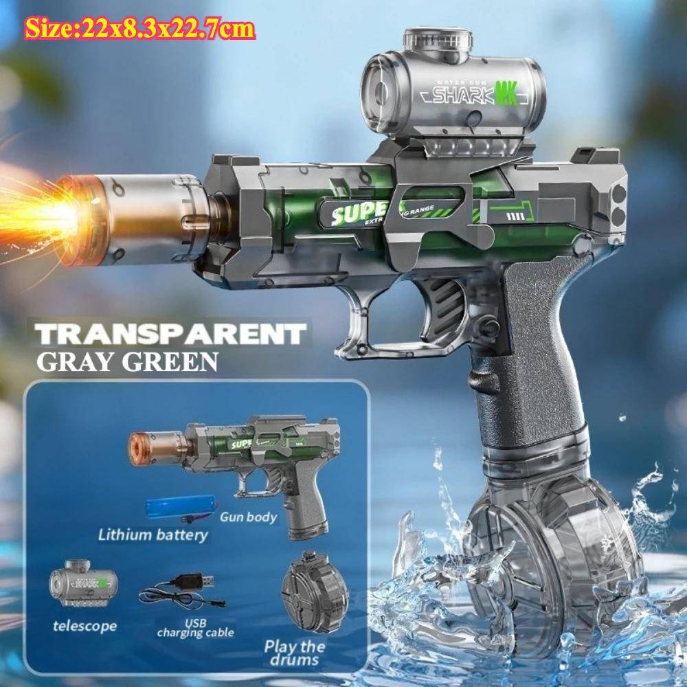 Rotating Electric Water Gun Toy with Light Double-dazzling Light Outdoor Shooting Water Beach Pool Toys Children Gifts.