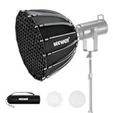 Neewer 55 cm parabolisk softbox snabb installation, snabbvikning, med diffusor/rutnät/väska, kompatibel med Aputure 60X S 150c 300c RGB CB60 MS60B MS60C CB200B och andra Bowens monteringslampor