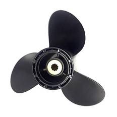 HUVNEXA Svart aluminium båt utombordare propeller 3 blad 10 spline tand R Rotation, for Suzuki, 9,9-15HP Båtpropeller