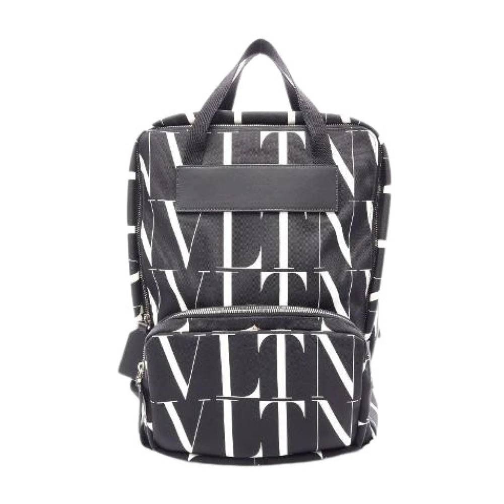 Valentino Vintage Pre-owned Logo Print Nylon Leather Backpack - Vintage - Herre - Sort - ONE SIZE - Nylon