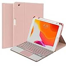 QYiiD iPad Air 5:e 4:e generationen pekplatta tangentbordsfodral iPad Pro 11 tum 2022 2021/2020/2018, magnetiskt avtagbart bakgrundsbelyst tangentbord, smart folio med pennhållare, rosa