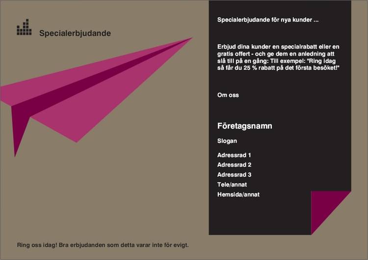 A5-flyers - Brungråa - Papper Flygplan - Komik