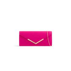 Fuchsia Suede Envelope Clutch Bag