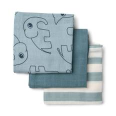 Done by Deer Burp cloth 3-pack - Deer friends - Blue - Blue