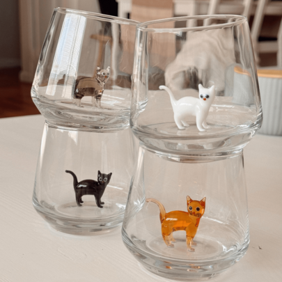 Kattstaty i glas, handgjord spökglaas, glaskopp och vattenglas, glasmugge, present, husdjur, glaskopp Halloween-present - Multifärgad (A,B,Vit katt,Orange katt,Grå katt,Svart katt)