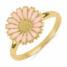 12 mm marguerit lyserød ring i forgyldt sølv - Marie