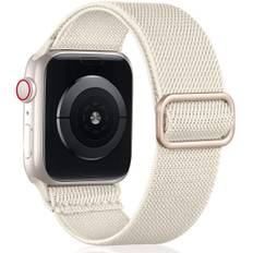 Rem Justerbar Stretch Nylon Flätad Sport Ersättningsrem for iWatch SE Series 8/7/6/5/4/3/2/1, 38mm/40mm/41mm, Starlight