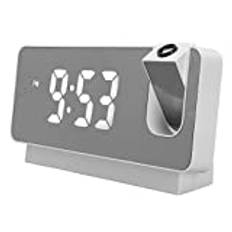 Projektionsväckarklocka, HD LED-Väckarklocka med Projektion på Takvägg Digital Väckarklocka med 180° Roterbar Projektor, Snooze, Temperatur, Sängklocka för Tunga Sovplatser (Vit)