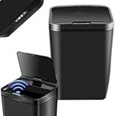Kamanan Automatisk soptunna, 12 l papperskorg med sensor papperskorg kontor papperskorg elektrisk locksensor för kök, badrum, badrum eller kontor (batterier ingår ej) (svart)