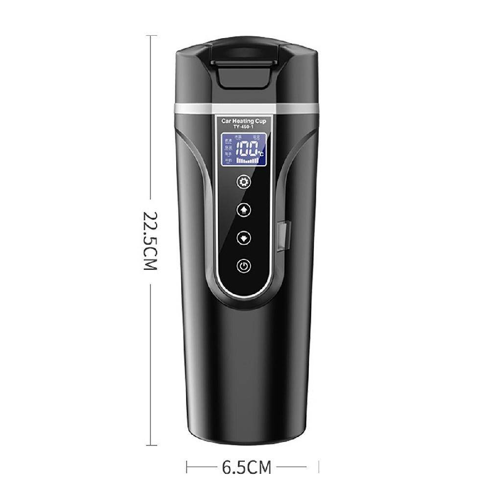 450ml bärbar bil elektrisk uppvärmning kopp lcd display fordon vattenkokare kaffe te mjölk uppvärmd bil mugg resande värmekopp