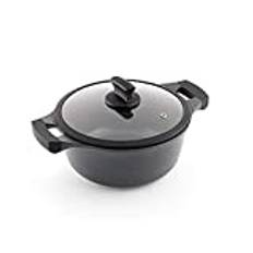 Metaltex XPERT Hög gjuten kastrull, 20 cm, non-stick-belagd, ILAG 3 lager, full induktion lämplig för alla typer av spisar, svart