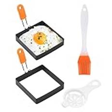 Nbhuiakl Fyrkantig äggform | Rostfritt stål ägg matlagningsringar | Fyrkantiga äggringar set med silikonhandtag |nonstick stekande ägg grillpanna äggringar | omelett matlagning formare stekpanna för