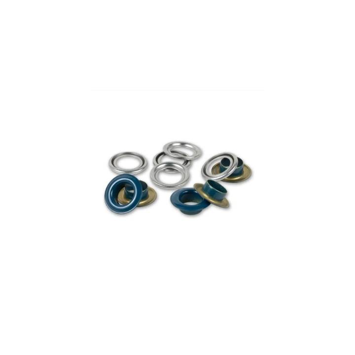 Öljetter med brickor, 8 mm, marinblå 32st