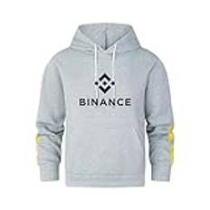 Män enfärgad gul randig binance sweatshirt utomhus avslappnad klassisk huvtröja med dragsko med ficka, GRÅ, XXL