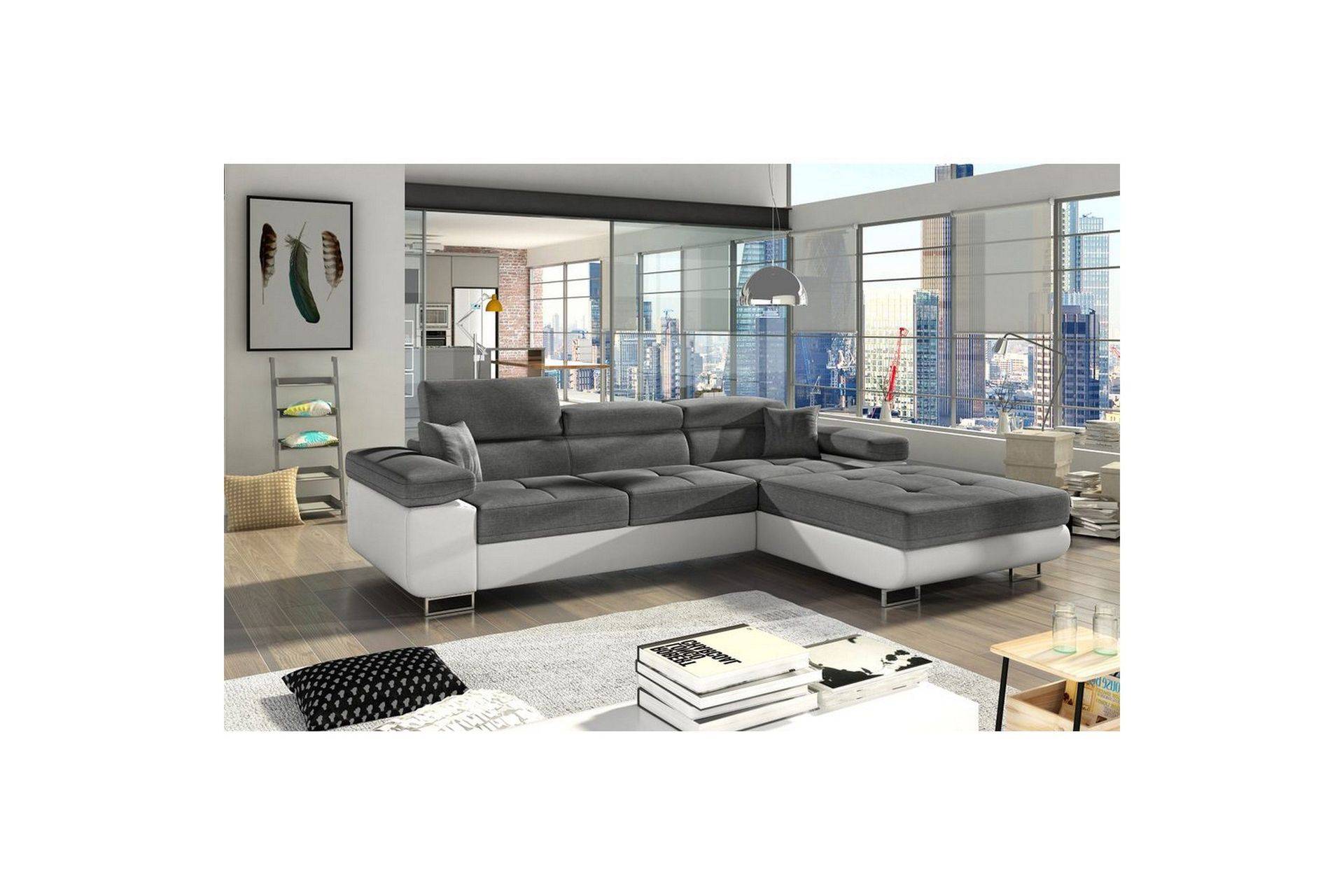 Sektionssoffa Eltap Armando 289x85x203 cm - Sawana 05, Soft 17, Grå, Vit, Höger Divansoffa & schäslong