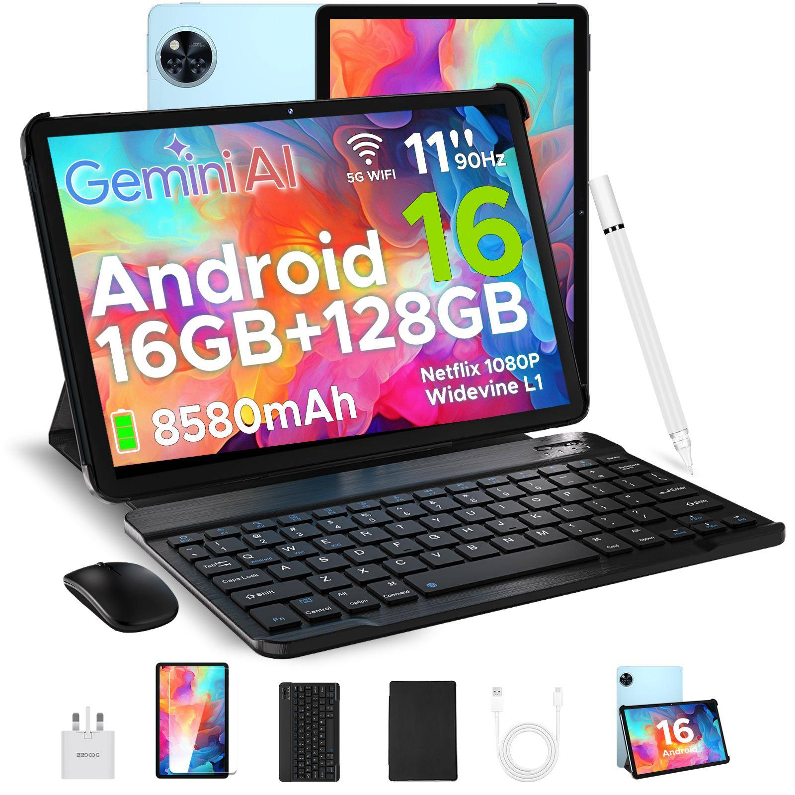 DOOGEE U11 11 inch Android 16 Tablet 16GB RAM+128GB, Tablets with pen blå