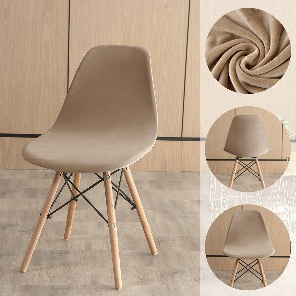 Silverräv Sammet Eames Stolöverdrag Elastiskt Skal Stolöverdrag Enfärgad Integrerad Ryggstöd StolKuddeÖverdrag svart
