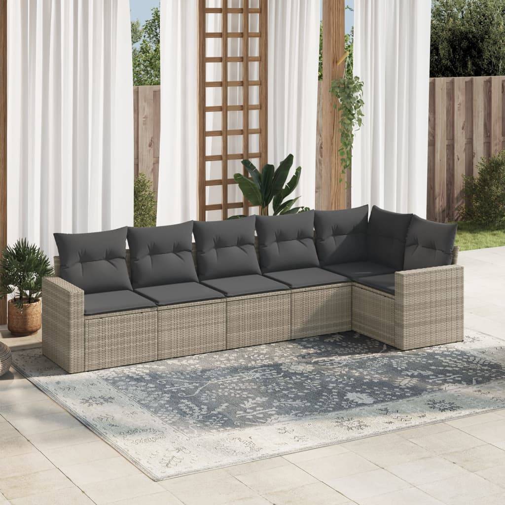 Sofasæt Til Haven 7 Dele Med Hynder Polyrattan - Lysegrå / Uden bord