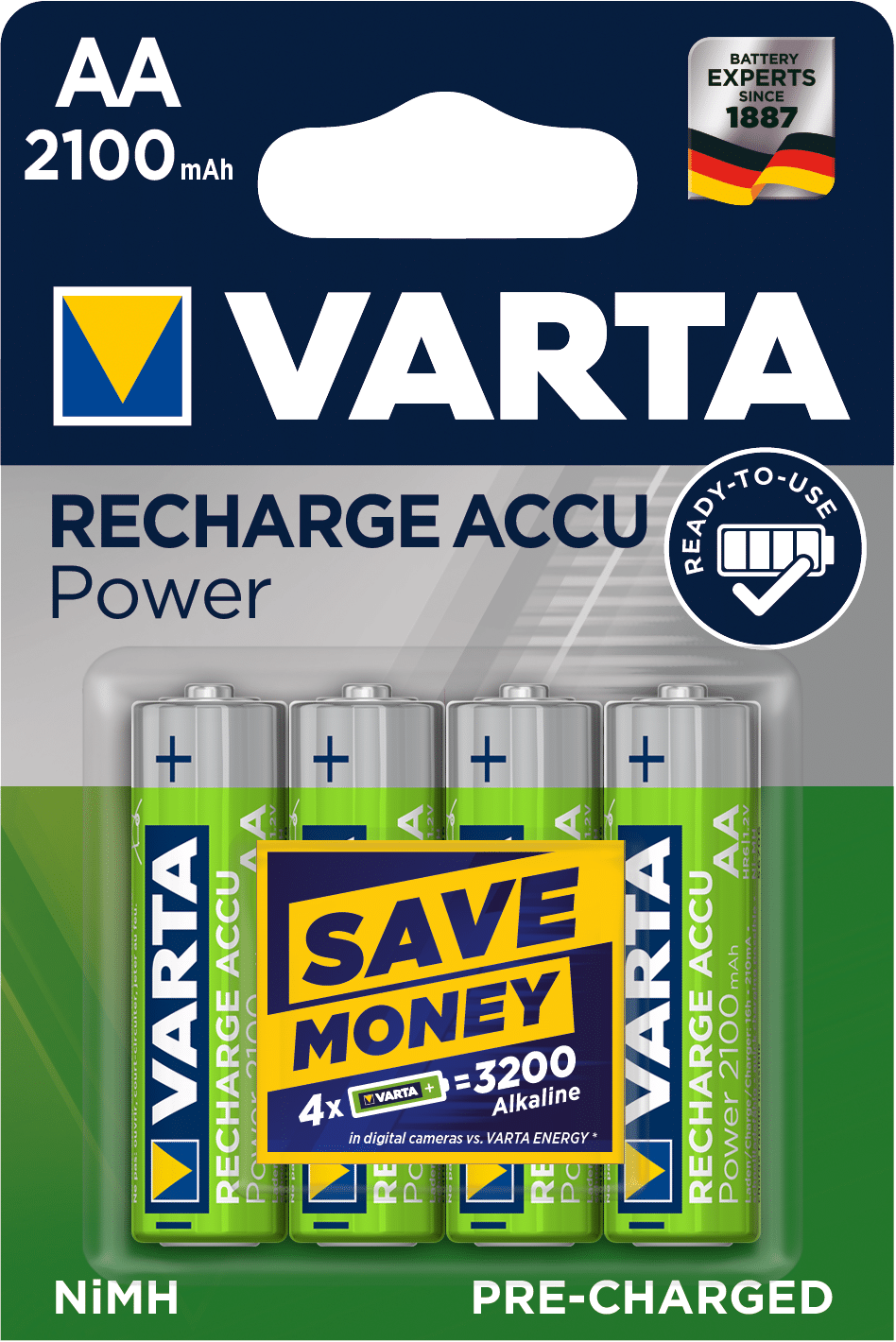 VARTA Laddbart AA 2100mAh 1,2v NiMh 4st