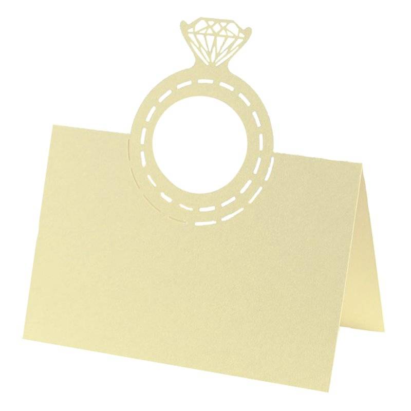 10 stk. Bordkort Perlemor Creme med Diamantring 90x95 mm