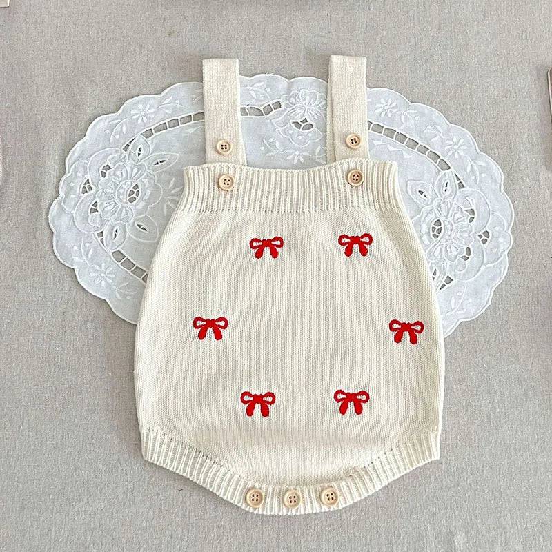Mini Fashion™ - Söt stil - Stickade klädset Vit Röd - Rompert / 66 (3 månader) | Pedagogiska Träleksaker (66 (3 månader))