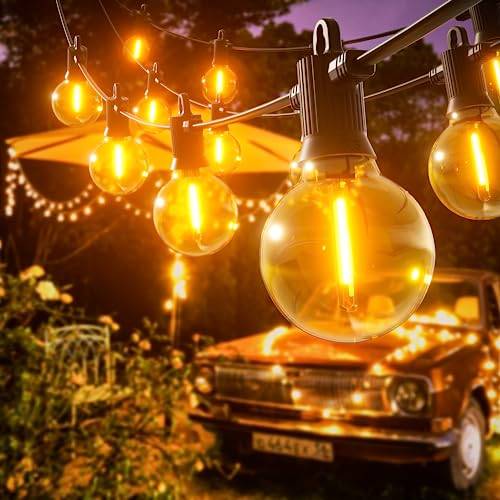 Kawaya 15M Lichterkette Außen Strom LED Garten Lichterkette Aussen IP65 Wasserdicht mit 25+2 G40 Bruchsicher Glühbirnen Warmweiss Aussen Lichterketten für Outdoor,Balkon,Hof,Hochzeit,Terrasse,Party