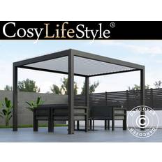 Bioklimatiske pergola pavillon /Havepavillon Génova, 4x3m, Antracit/Hvid