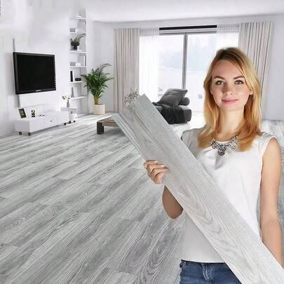 20 st självhäftande PVC-golvplattor, vattentäta och slitstarka, imiterad träådring, för vardagsrum, sovrum, golvrenovering - Multifärgad (En-Storlek)