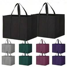 Reusable Shopping Bags, Foldable Tote Supermarket Laundry Basket Shopping Handbags Clips To Large Trolley Cart Pack,Supermarket Shopping Bag, Leak Pro - Multicolor