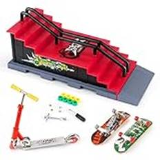KETIEE Mini Finger Skateboard Ramp Set, Fingerboard Skateboard Skatepark däck truck Fingerboard Ramp kit fingerleksak med rampparker för barn födelsedagspresent, 1810-6F Uppgradering