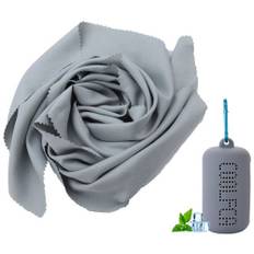 Portable Quick-drying Cooling Towel Superfine Fiber With Silicone Sleeve For Travel Outdoor Fitness 30 x 100cm - Grey