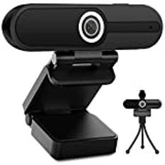 UHD 4K webbkamera med mikrofon: 8 MP USB-dator webbkamera med sekretessslutare och stativ, extern webbkamera Pro Streaming webbkameror PC-kamera med mikrofon brusreducering för Winsdows Mac OS